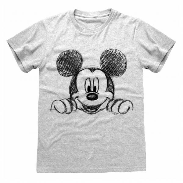 Mickey Mouse Disney Head And Hands Sketched Men T-shirt DIS08741TSC