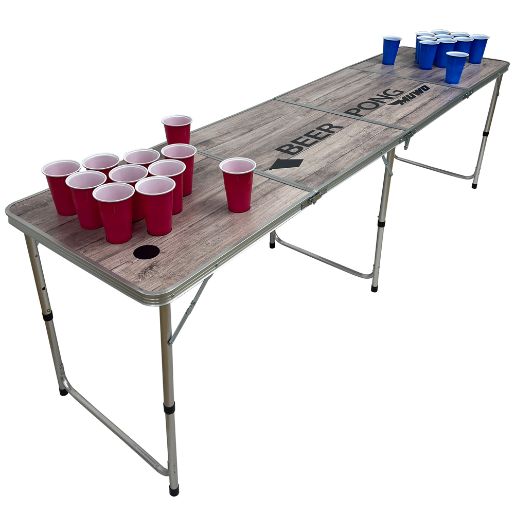 MUWO Wood Look Bierpong Tisch Set mit 22 Bechern