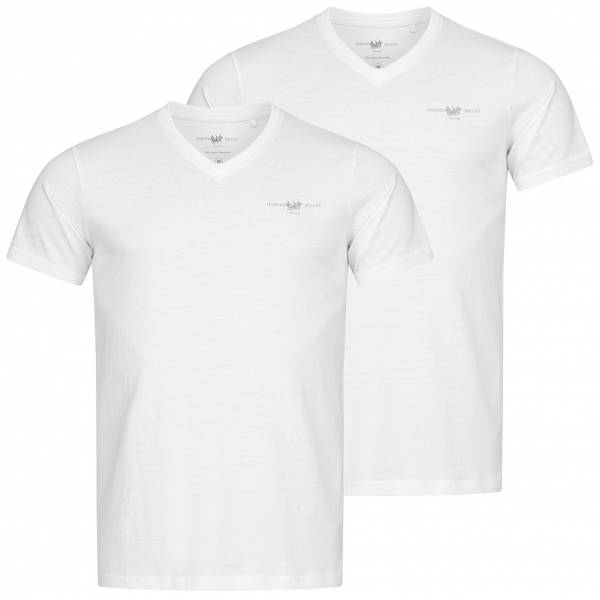 Harvey Miller Polo Club Basic V-Neck Mężczyźni T-shirt 2-pak HRM4502 Biały