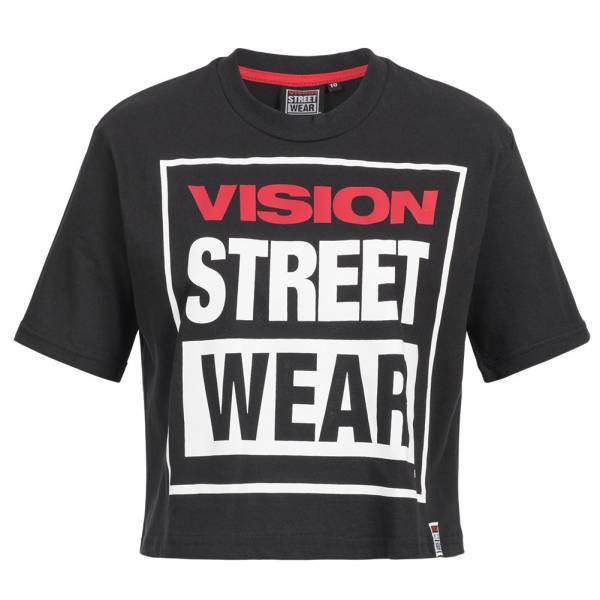 Vision Street Wear Damen Fitness Crew Neck Cropped Tee Shirt CL3103 black