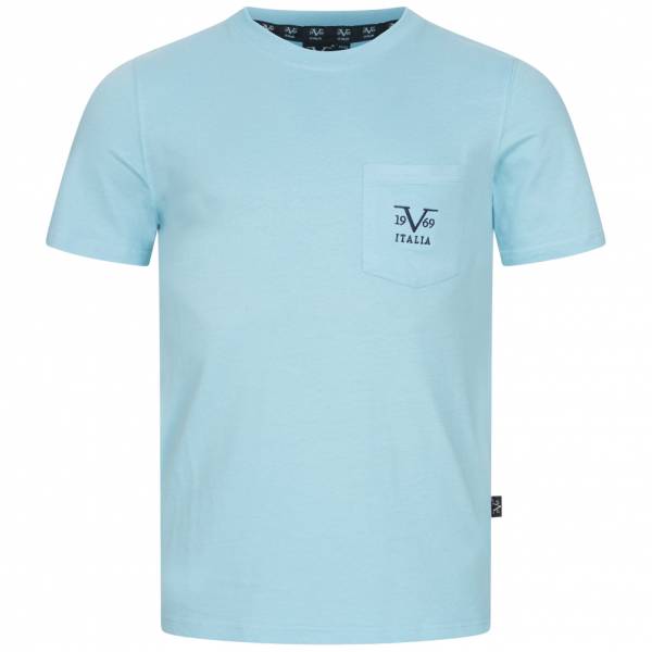 19V69 Versace 1969 Taschino Ricamo Herren T-Shirt VI20SS0009B hellblau