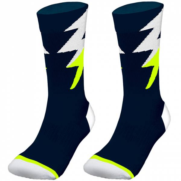 Zeus Thunder calcetines largos especiales de entrenamiento azul marino amarillo neón