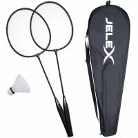 JELEX United Set of 2 Badminton Rackets with Shuttlecock black