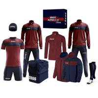 Zeus Apollo Ensemble de foot Vêtement d'équipe en coffret 12 pièces Navy Rouge foncé