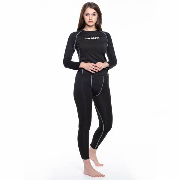KIRKJUBØUR® "Hafjall" Mujer Conjunto de ropa interior térmica 2 piezas negro