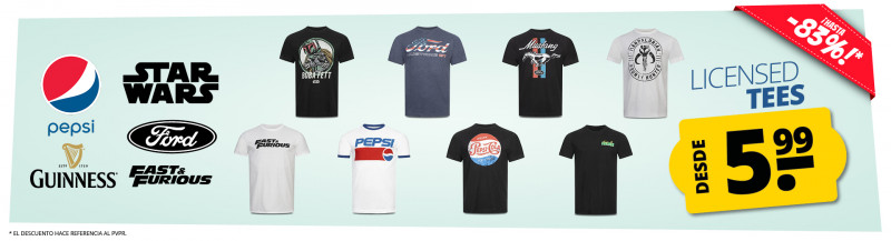  licensed tees desde 5,99 €