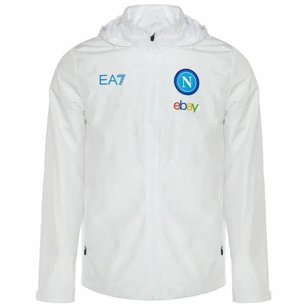 SSC Napoli EA7 Emporio Armani Waterproof Uomo Giacca EASSCN24T08-100-WHITE