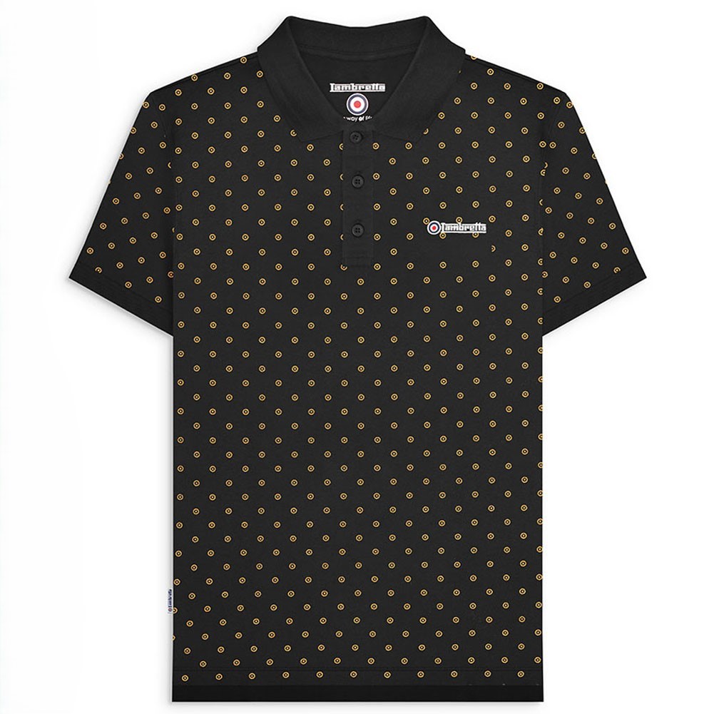Lambretta Maglietta Uomo Con Logo A Scacchiera – T-shirt Retrò In 100% Cotone, Girocollo E Maniche Corte, Ricamo Sulla Manica