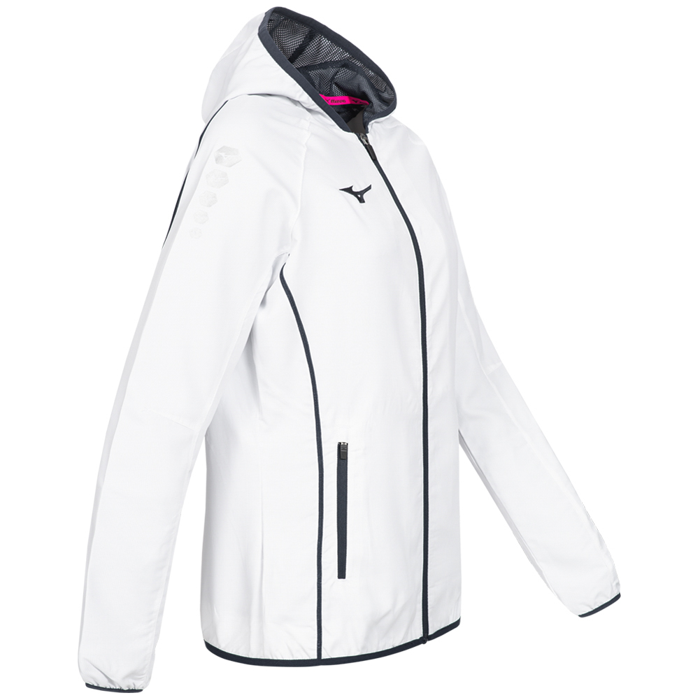 Mizuno Micro Damen Freizeit Outdoor Mode Jacke mit Kapuze 32EE7202 blau weiß neu