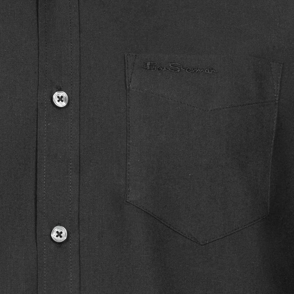 BEN SHERMAN Oxford Men Long-sleeved Shirt 0076260-BARELY BLACK  