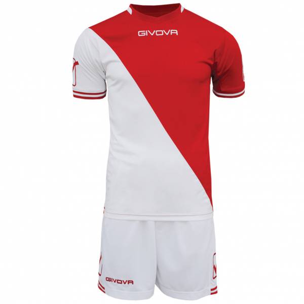 Givova Maillot de Foot Jersey avec Short Kit Craft Blanc / Rouge
