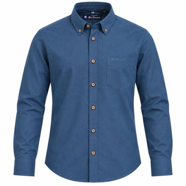 BEN SHERMAN Plain Casual Hombre Camisa de manga larga 1014011-BLUEDENIM