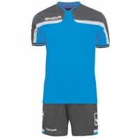 Givova football set jersey with Short Kit America gray / blue