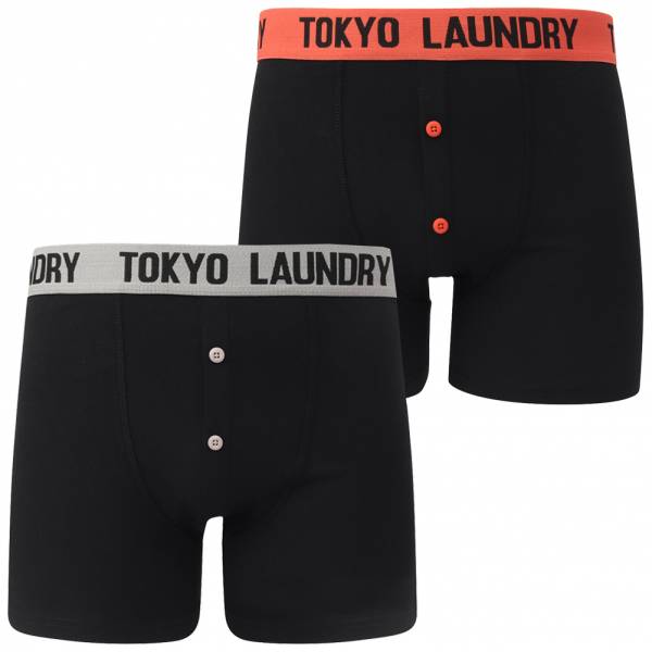 Tokyo Laundry Nelson 2er-Pack Herren Boxershorts 1P13377 Grey/Paprika