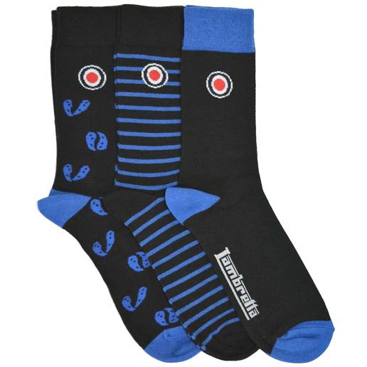 Lambretta Retro Men Socks 3 Pairs LS8165-BLACK/BLUE