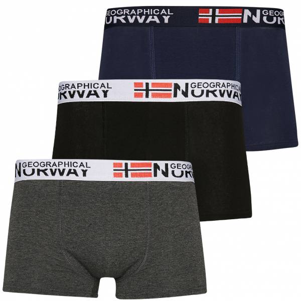 Geographical Norway Hommes Boxer-short Lot de 3 Pack-3-Tricolore-Blanc