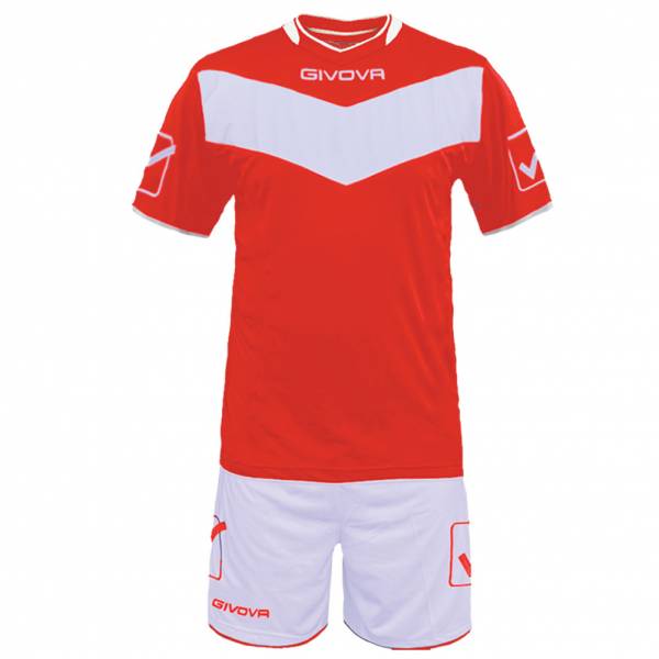 Givova Fußball Set Trikot mit Short Vittoria rot/weiß