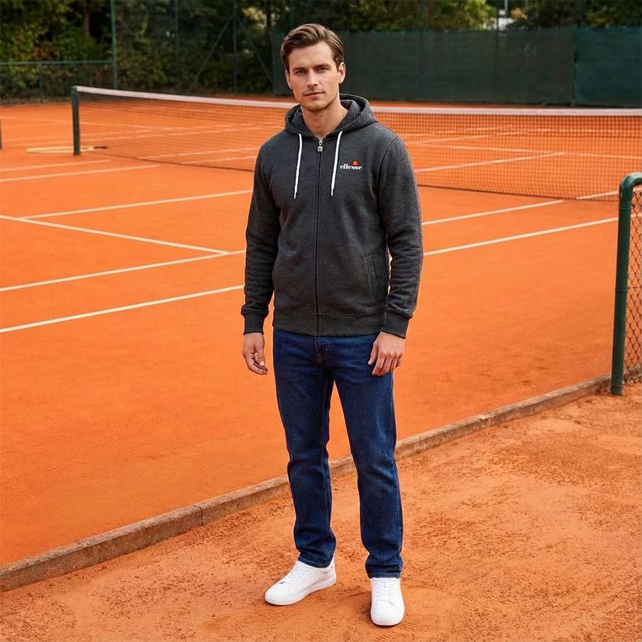 ellesse Klemerio Full Zip Men Hooded Sweat Jacket SOP23857-Dk Grey