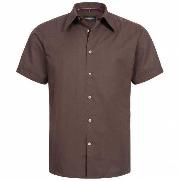 RUSSELL Short Sleeve Tencel Fittet Herren Hemd 0R955M0-Chocolate