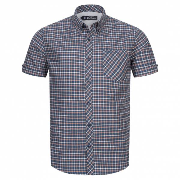 BEN SHERMAN Oxford Hombre Camisa de manga corta 1013389-BLUEDENIM