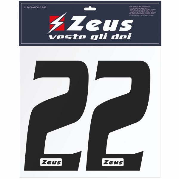 Zeus Kit de transfert des numéros de 1 à 22 10cm noir