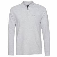 BEN SHERMAN Pique Funnel Neck 1/4 Zip Mężczyźni Bluza 0074706L-JASNOSZARY