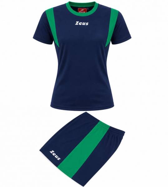 Zeus Kit Milly Damen Sport Trikot + Shorts verde/blu/bianco