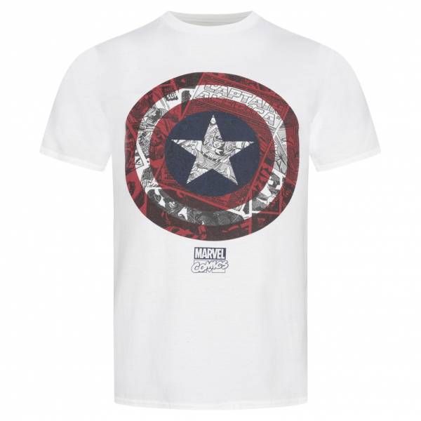 Bouclier de bande dessinée Captain America MARVEL Hommes T-shirt FBMTS088WHT