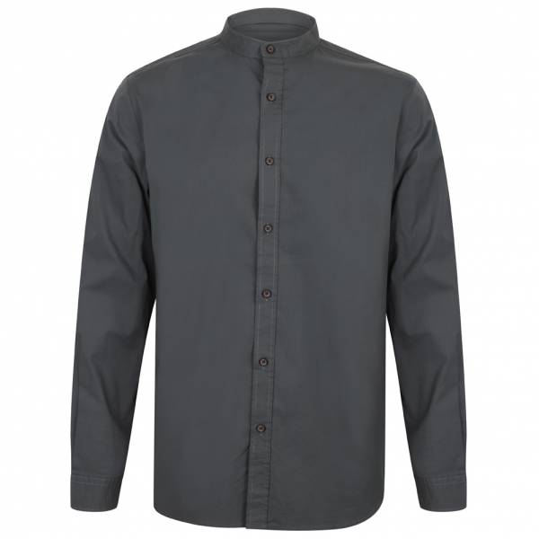 Tokyo Laundry Kampala Grandad Collar Herren Hemd 1H9635 Dark Slate