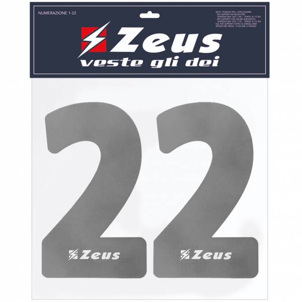 Zeus Nummern-Set 1-22 zum Aufbügeln 23cm Senior silber