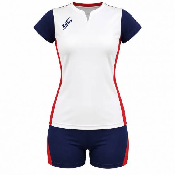 Zeus Kit Terry Donna Maglietta sportiva + Shorts bianco/blu