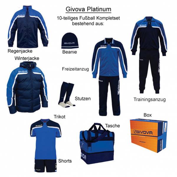 Givova Box Platinum Fußball Set 10-tlg. blau/navy