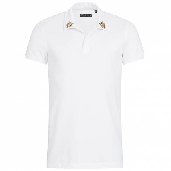 BRAVE SOUL Venom Herren X3 Button Polo-Shirt MPS-69VENOM Optic White