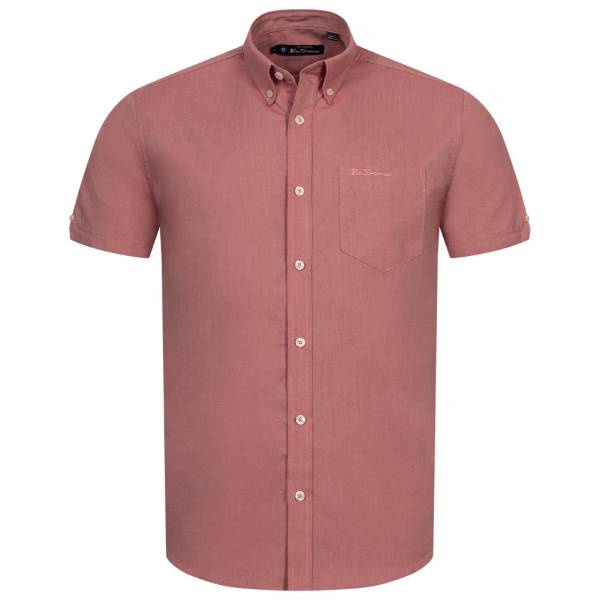 BEN SHERMAN Oxford Hombre Camisa de manga corta 1013388-FRAMBUESA