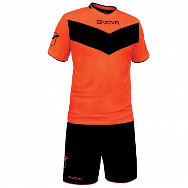 Givova football set jersey with Short Vittoria neon orange / black